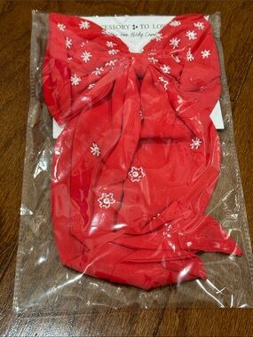 Accessory to Love Red sheer sequin hair Bow